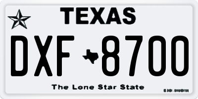 TX license plate DXF8700