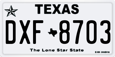 TX license plate DXF8703