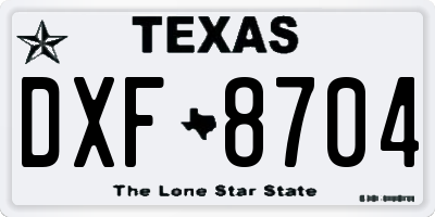 TX license plate DXF8704