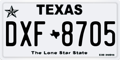 TX license plate DXF8705
