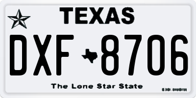 TX license plate DXF8706