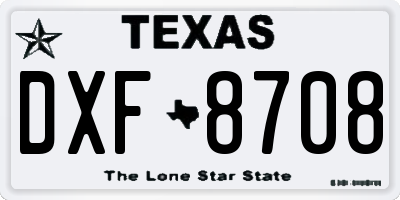 TX license plate DXF8708