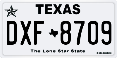TX license plate DXF8709