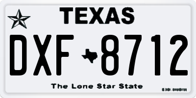 TX license plate DXF8712