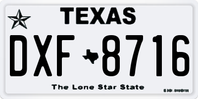 TX license plate DXF8716