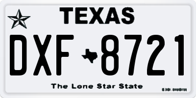 TX license plate DXF8721
