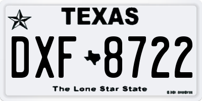 TX license plate DXF8722