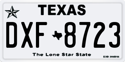 TX license plate DXF8723