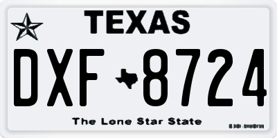 TX license plate DXF8724