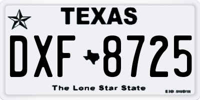 TX license plate DXF8725