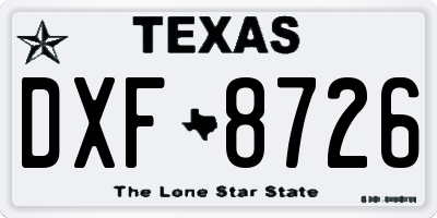 TX license plate DXF8726