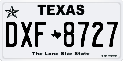 TX license plate DXF8727