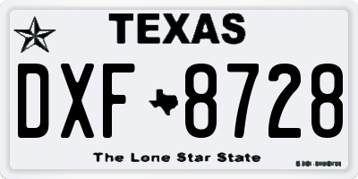 TX license plate DXF8728