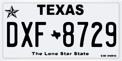 TX license plate DXF8729