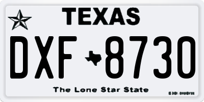 TX license plate DXF8730