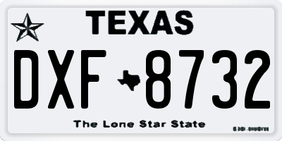 TX license plate DXF8732