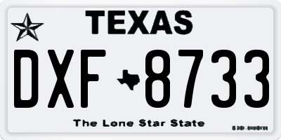TX license plate DXF8733