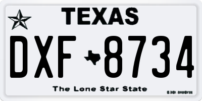TX license plate DXF8734