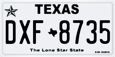 TX license plate DXF8735