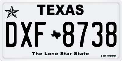 TX license plate DXF8738