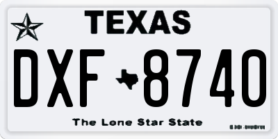 TX license plate DXF8740