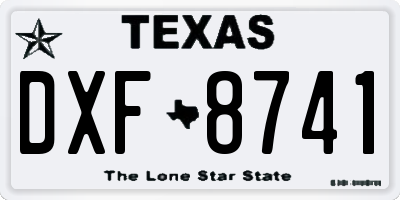 TX license plate DXF8741