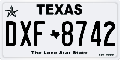 TX license plate DXF8742