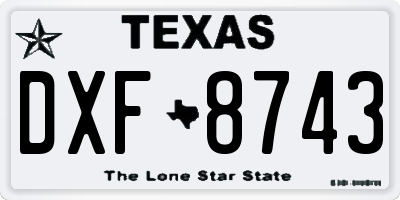 TX license plate DXF8743