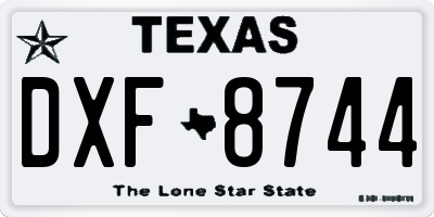 TX license plate DXF8744