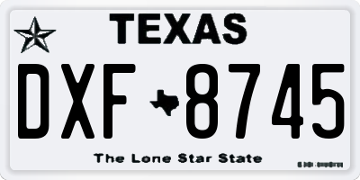 TX license plate DXF8745