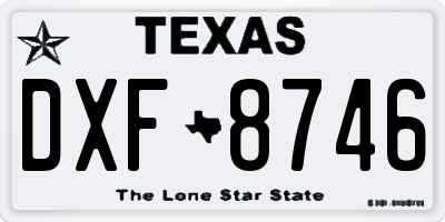 TX license plate DXF8746