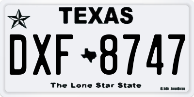 TX license plate DXF8747