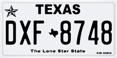 TX license plate DXF8748