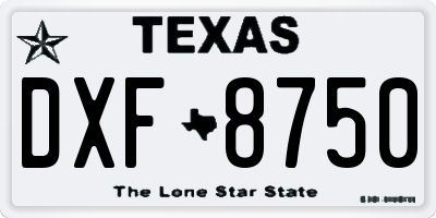 TX license plate DXF8750