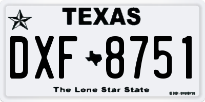 TX license plate DXF8751