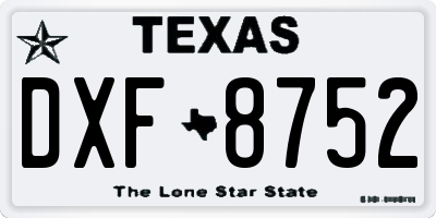 TX license plate DXF8752