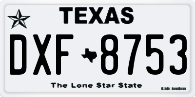 TX license plate DXF8753