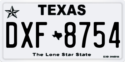 TX license plate DXF8754