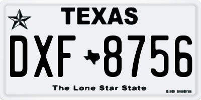 TX license plate DXF8756