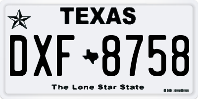 TX license plate DXF8758