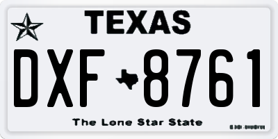 TX license plate DXF8761