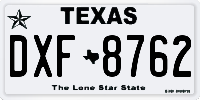 TX license plate DXF8762
