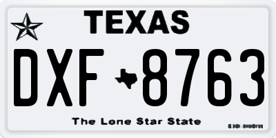 TX license plate DXF8763