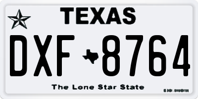 TX license plate DXF8764
