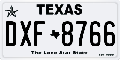 TX license plate DXF8766