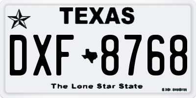 TX license plate DXF8768
