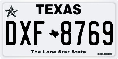 TX license plate DXF8769