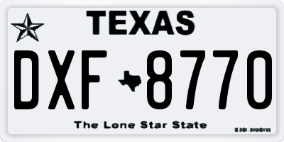 TX license plate DXF8770