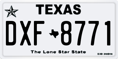 TX license plate DXF8771