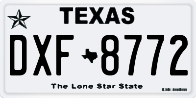 TX license plate DXF8772